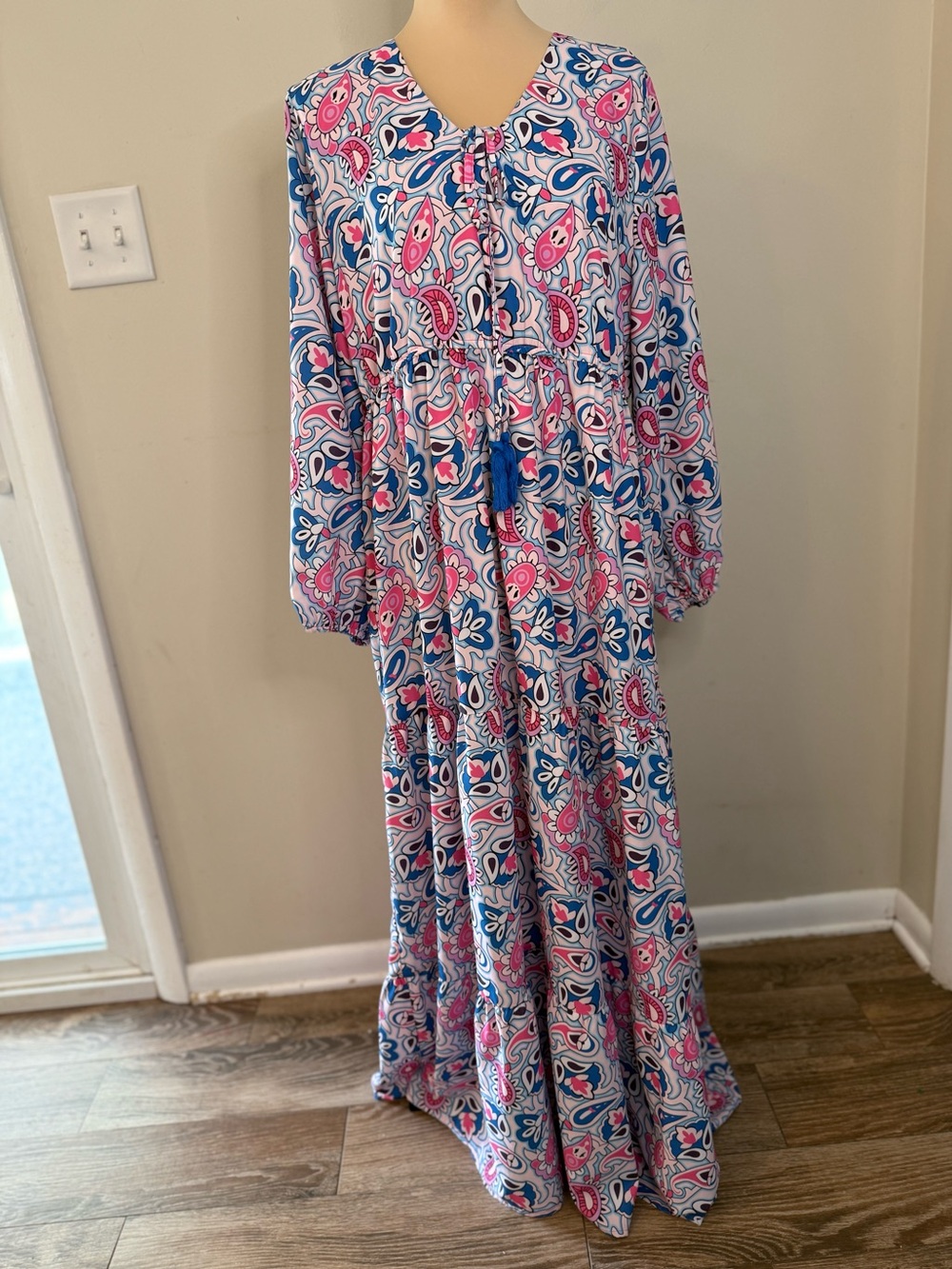 Collection by Cezele paisley floral pastel pink blue maxi dress LG
